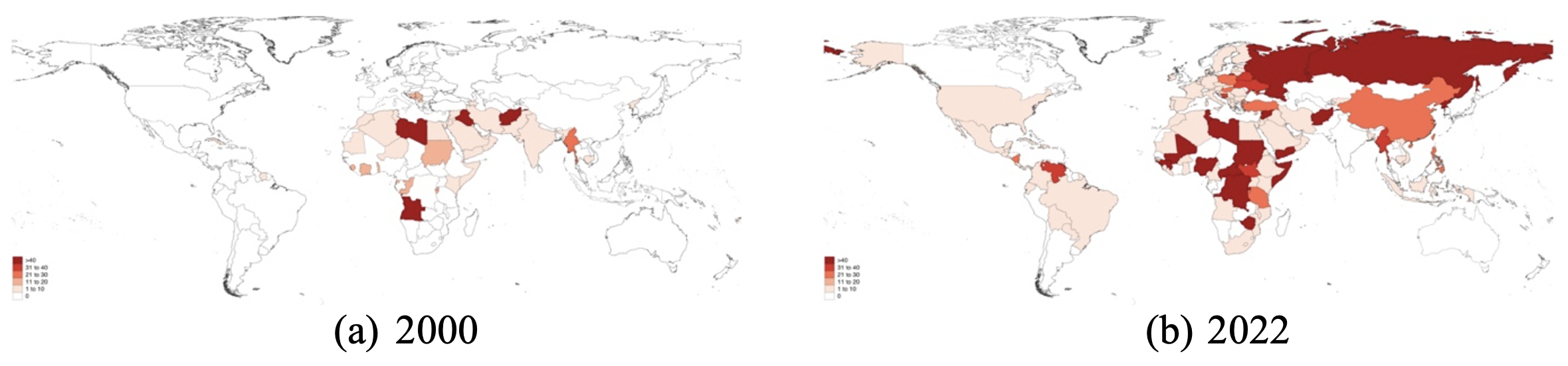 Figure 2 Growing geographical spread of international sanctions