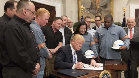President Donald J. Trump signs the Section 232 Proclamations on Steel and Aluminum Imports