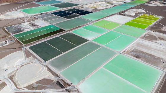 Lithium fields / evaporation ponds in the Atacama desert in Chile