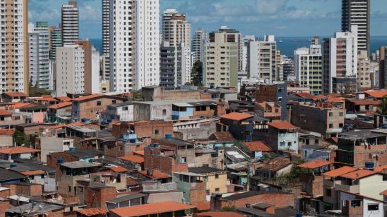 Modern buildings and favela